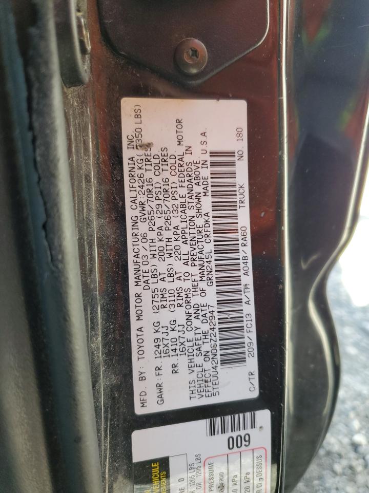 2006 Toyota Tacoma Access Cab VIN: 5TEUU42N06Z242947 Lot: 81243935