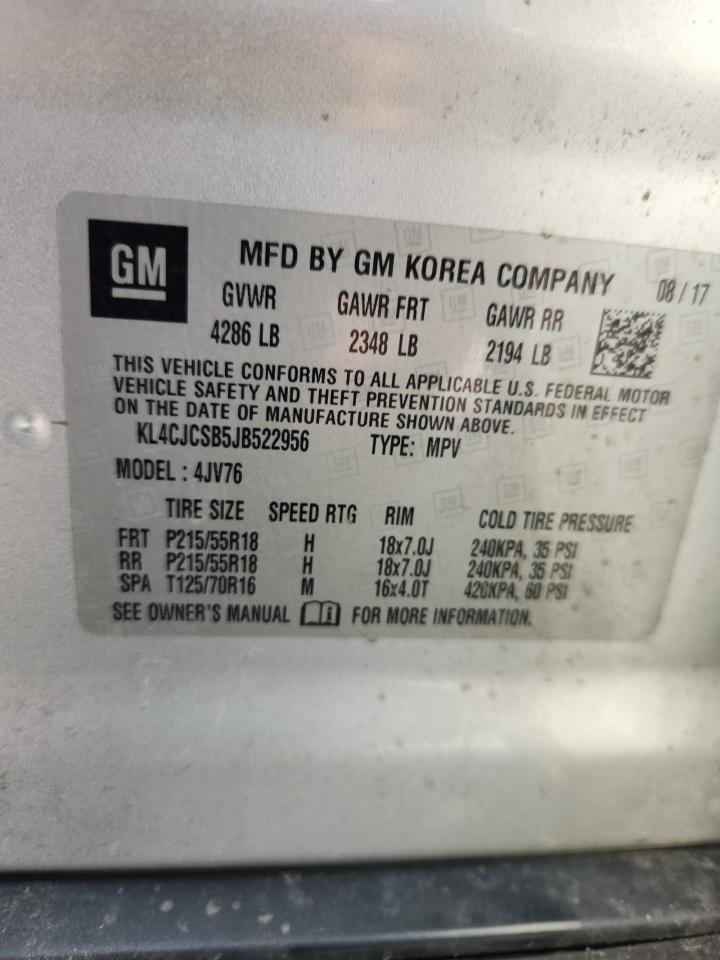 2018 Buick Encore Essence VIN: KL4CJCSB5JB522956 Lot: 71400585