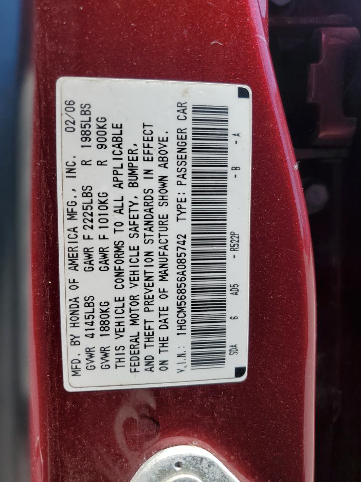 2006 Honda Accord Ex VIN: 1HGCM56856A085742 Lot: 71971995