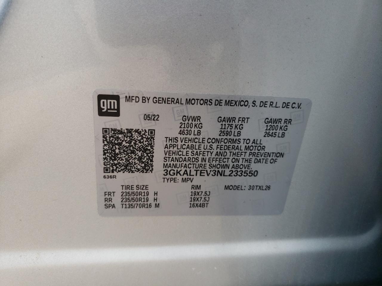 2022 GMC Terrain Sle VIN: 3GKALTEV3NL233550 Lot: 71881165