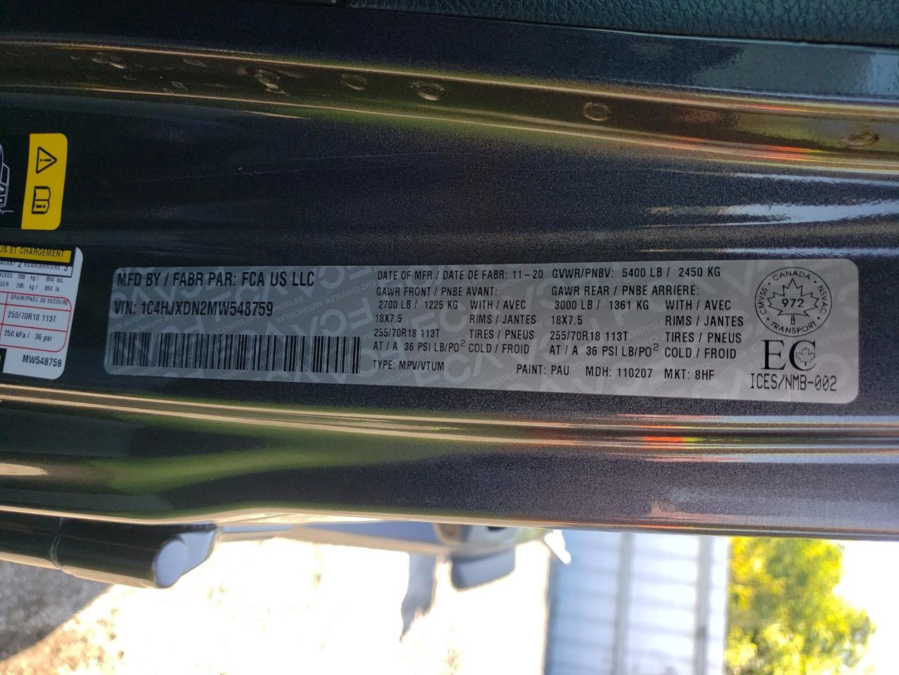 2021 Jeep Wrangler Unlimited Sport VIN: 1C4HJXDN2MW548759 Lot: 84737675