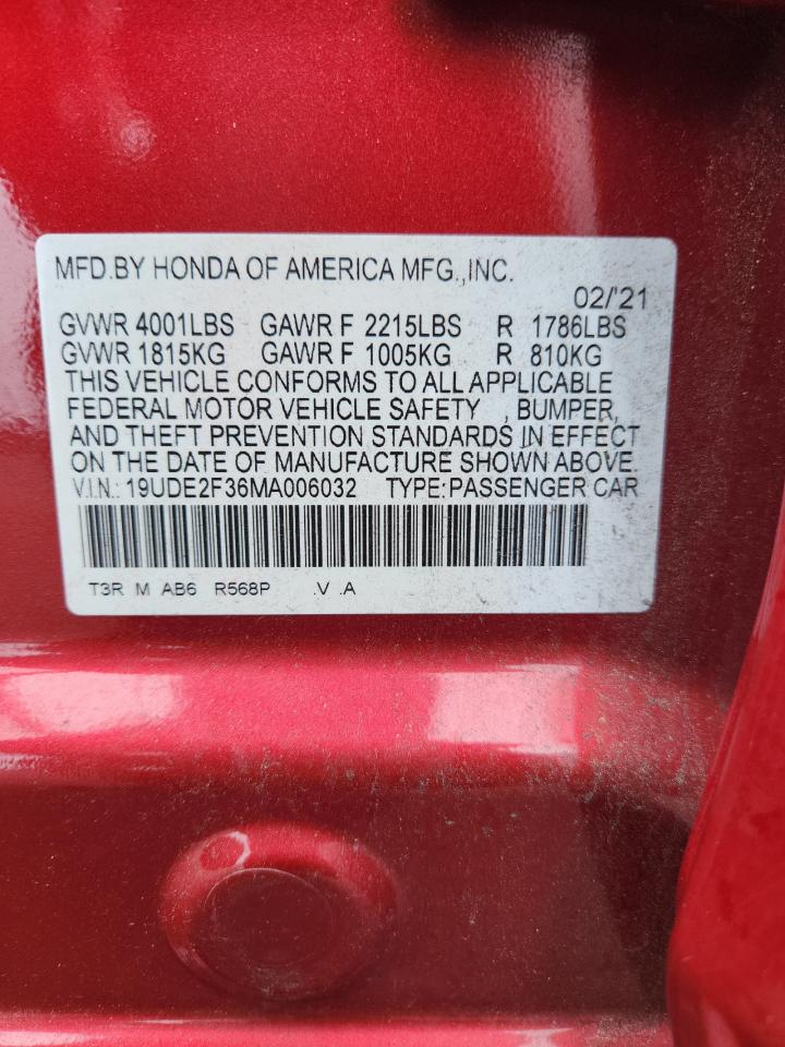 2021 Acura Ilx VIN: 19UDE2F36MA006032 Lot: 80241365