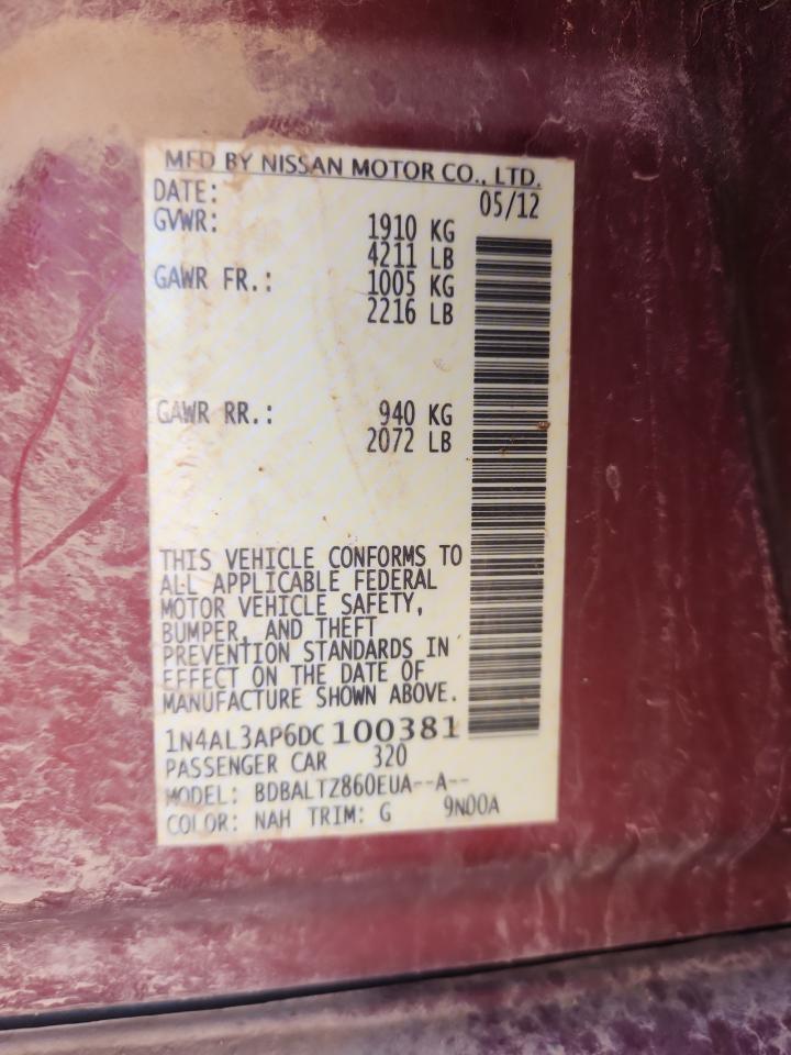 2013 Nissan Altima 2.5 VIN: 1N4AL3AP6DC100381 Lot: 81577755