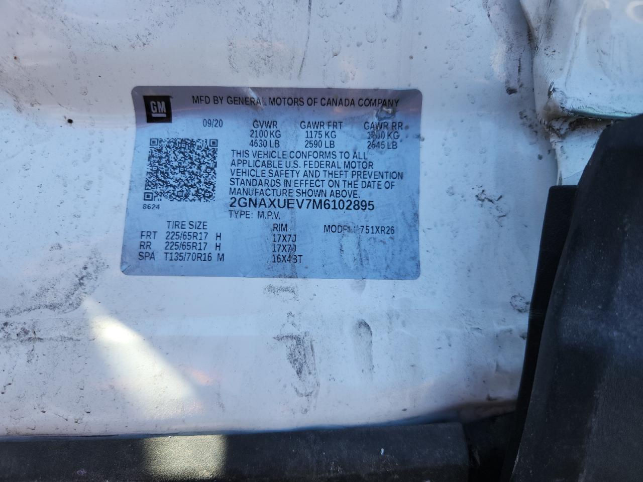 2021 Chevrolet Equinox Lt VIN: 2GNAXUEV7M6102895 Lot: 80628595