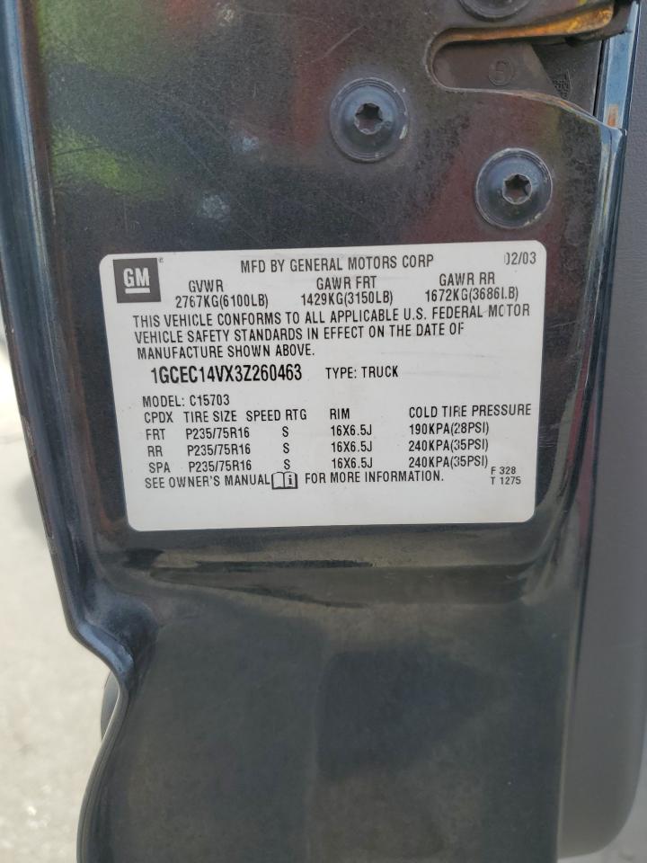 2003 Chevrolet Silverado C1500 VIN: 1GCEC14VX3Z260463 Lot: 81490175