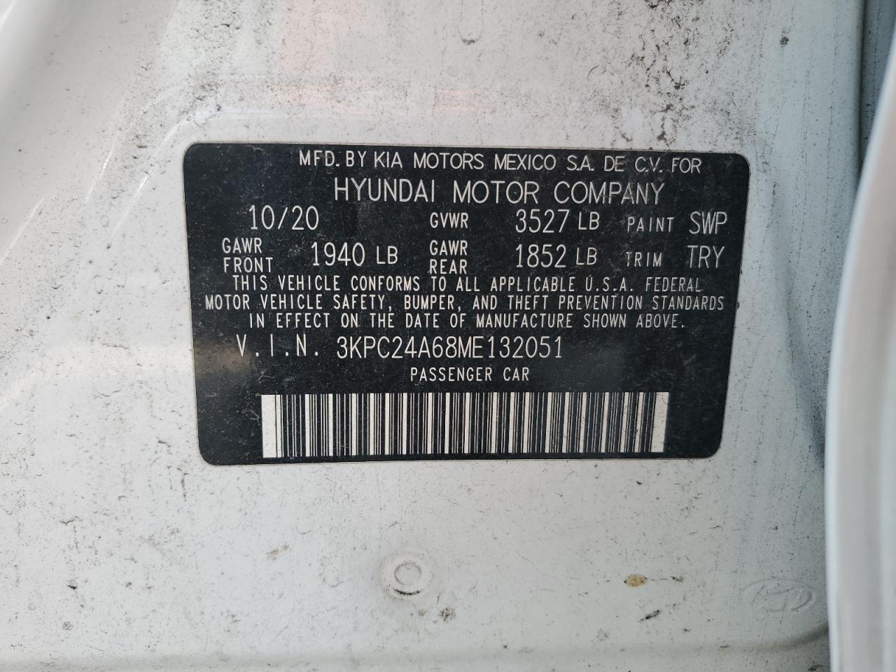 2021 Hyundai Accent Se VIN: 3KPC24A68ME132051 Lot: 71175565