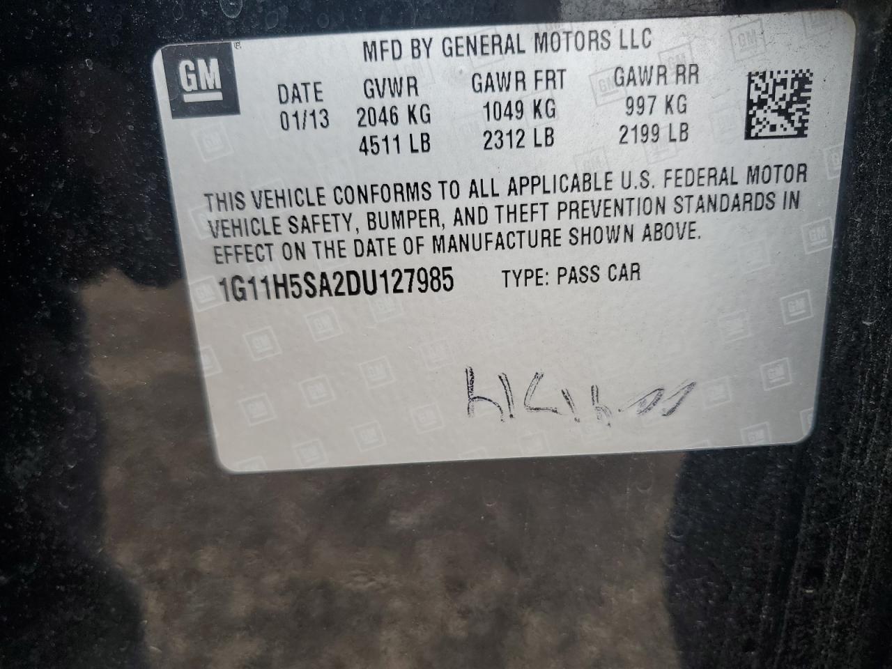 2013 Chevrolet Malibu Ltz VIN: 1G11H5SA2DU127985 Lot: 83780125