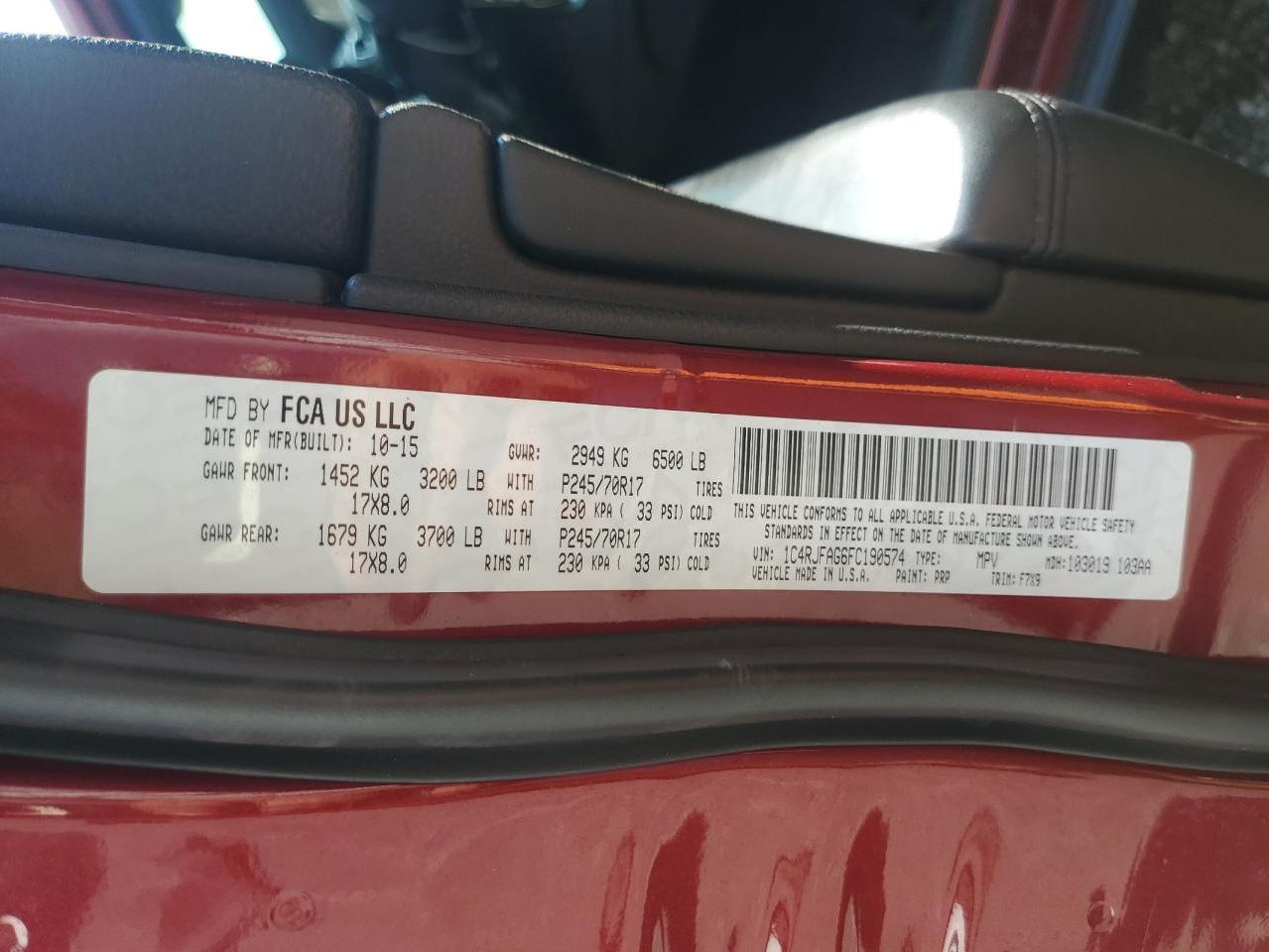 2015 Jeep Grand Cherokee Laredo VIN: 1C4RJFAG6FC190574 Lot: 80471735