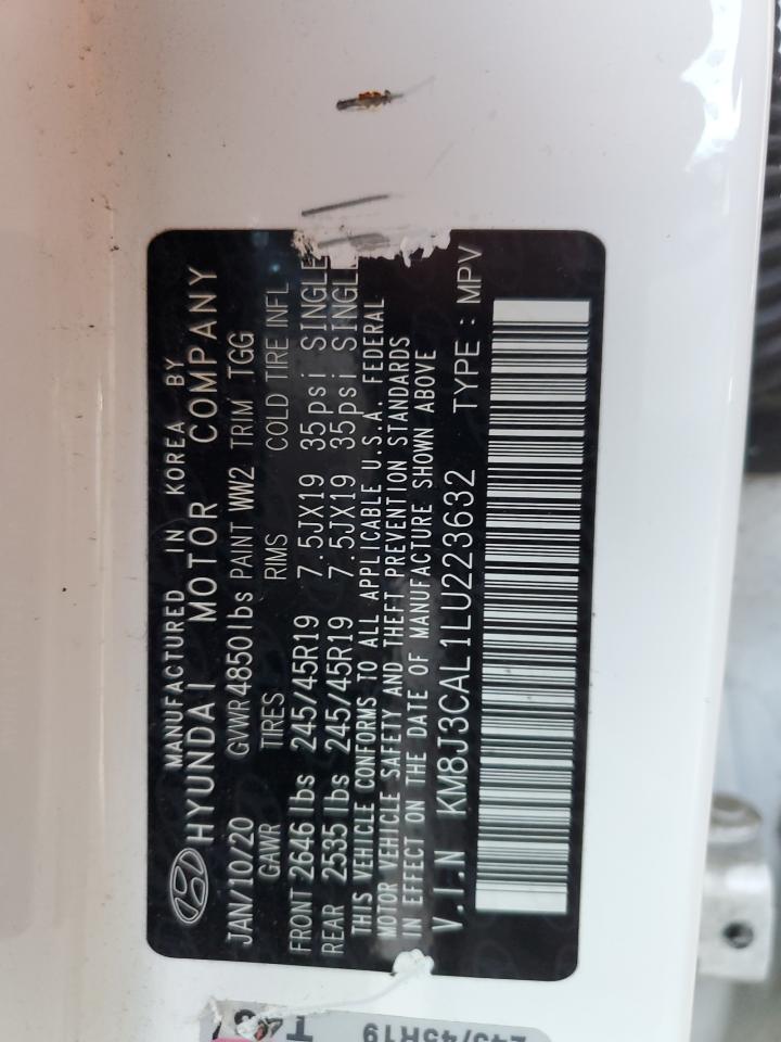 2020 Hyundai Tucson Limited VIN: KM8J3CAL1LU223632 Lot: 83816455