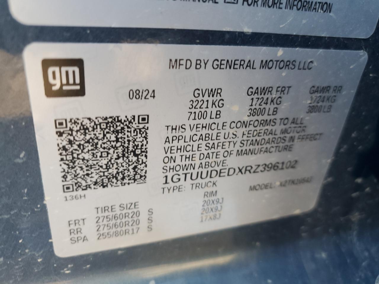 2024 GMC Sierra K1500 Slt VIN: 1GTUUDEDXRZ396102 Lot: 70533365