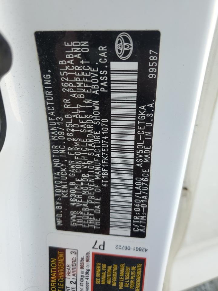 2014 Toyota Camry L VIN: 4T1BF1FK7EU741070 Lot: 83801145