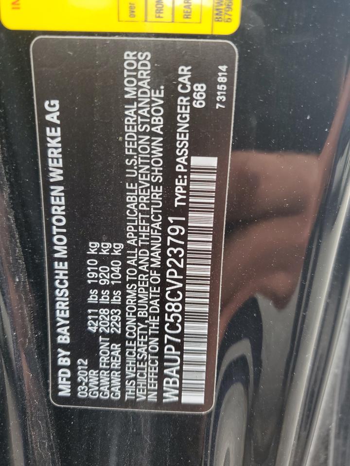 2012 BMW 128 I VIN: WBAUP7C58CVP23791 Lot: 71536575