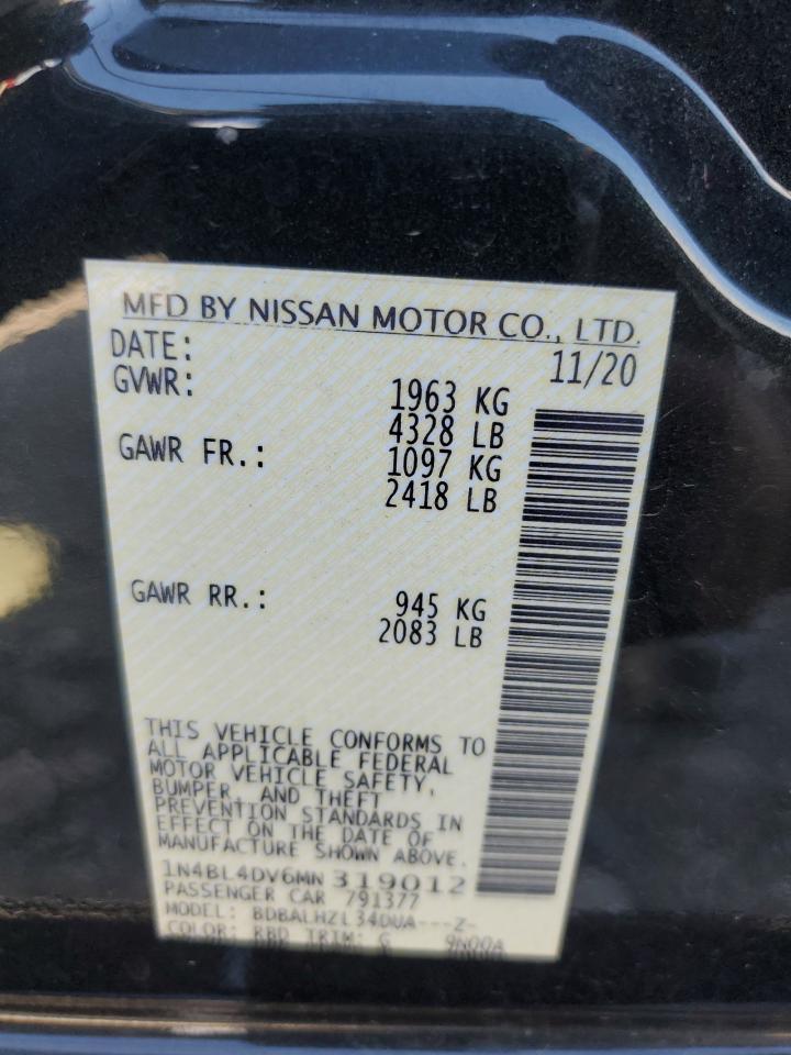2021 Nissan Altima Sv VIN: 1N4BL4DV6MN319012 Lot: 81094825
