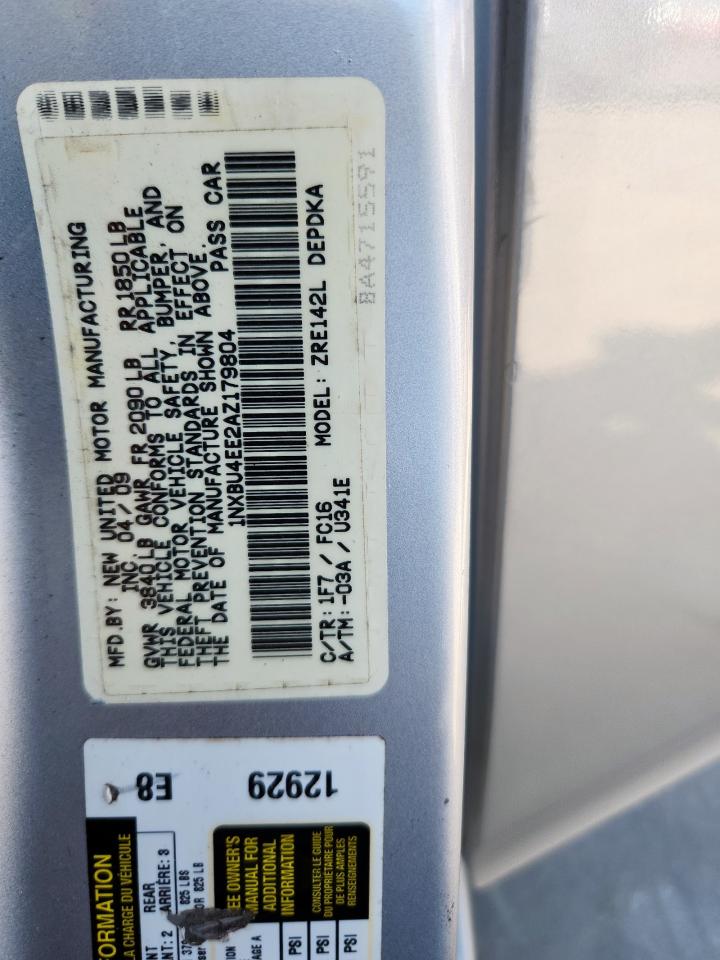 2010 Toyota Corolla Base VIN: 1NXBU4EE2AZ179804 Lot: 81834835