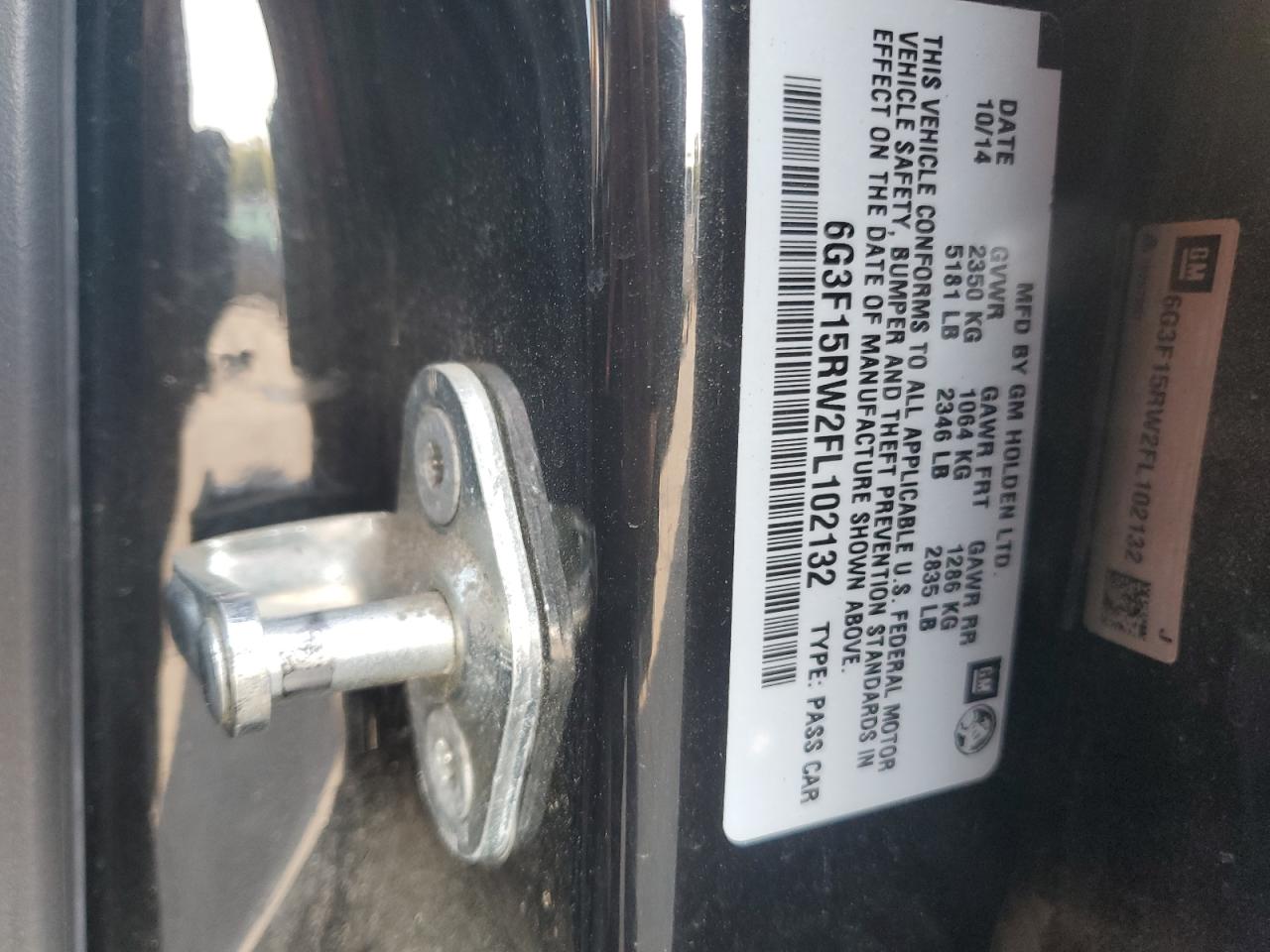 2015 Chevrolet Ss VIN: 6G3F15RW2FL102132 Lot: 71992805