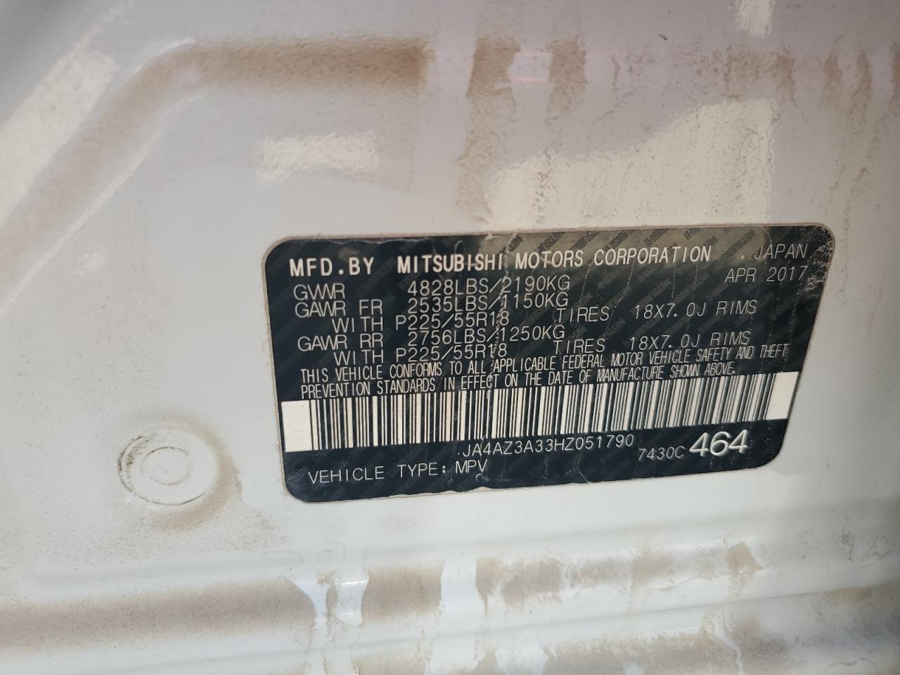 2017 Mitsubishi Outlander Se VIN: JA4AZ3A33HZ051790 Lot: 81827925