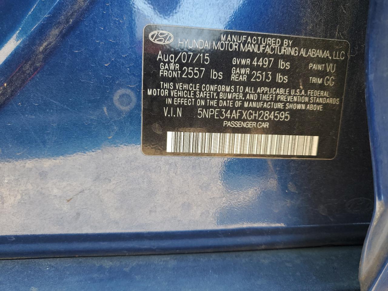 2016 Hyundai Sonata Sport VIN: 5NPE34AFXGH284595 Lot: 80864355