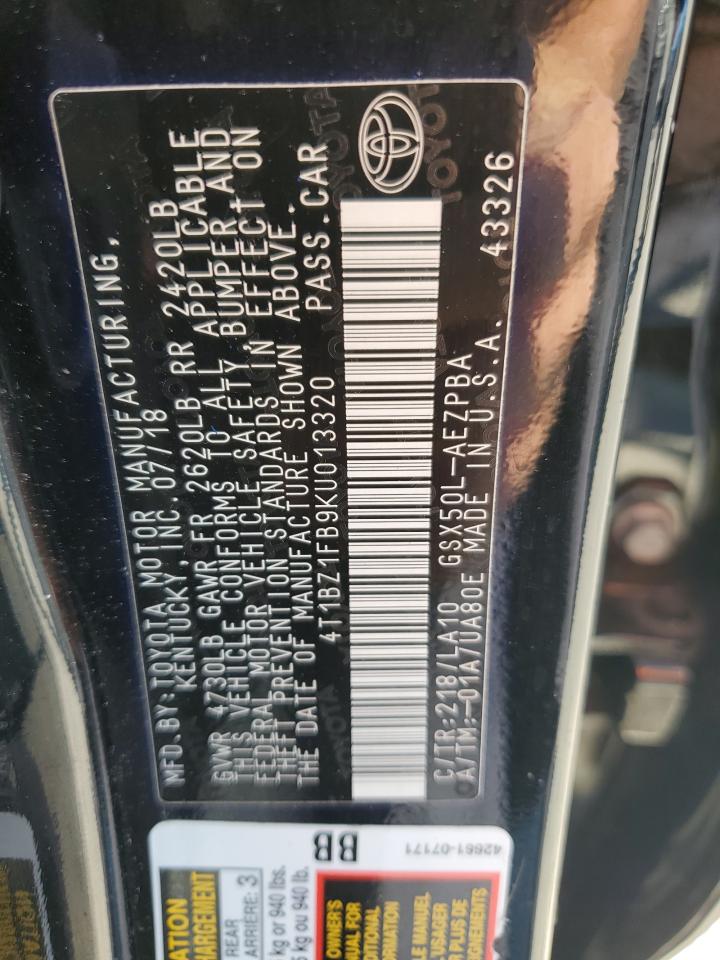 2019 Toyota Avalon Xle VIN: 4T1BZ1FB9KU013320 Lot: 81755585