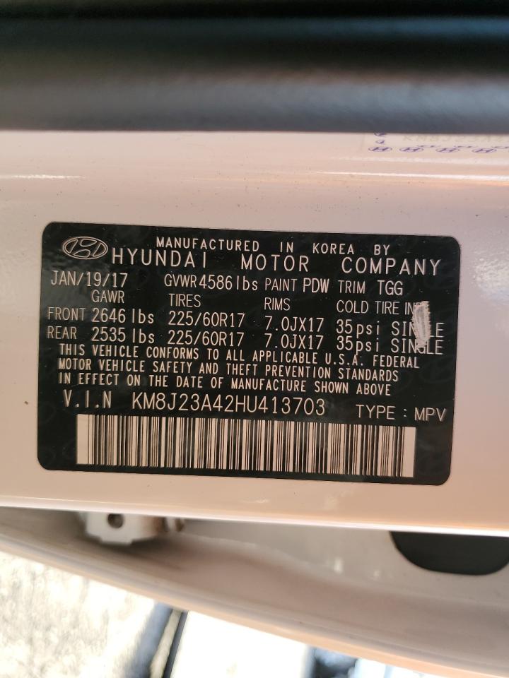 2017 Hyundai Tucson Se VIN: KM8J23A42HU413703 Lot: 81695295