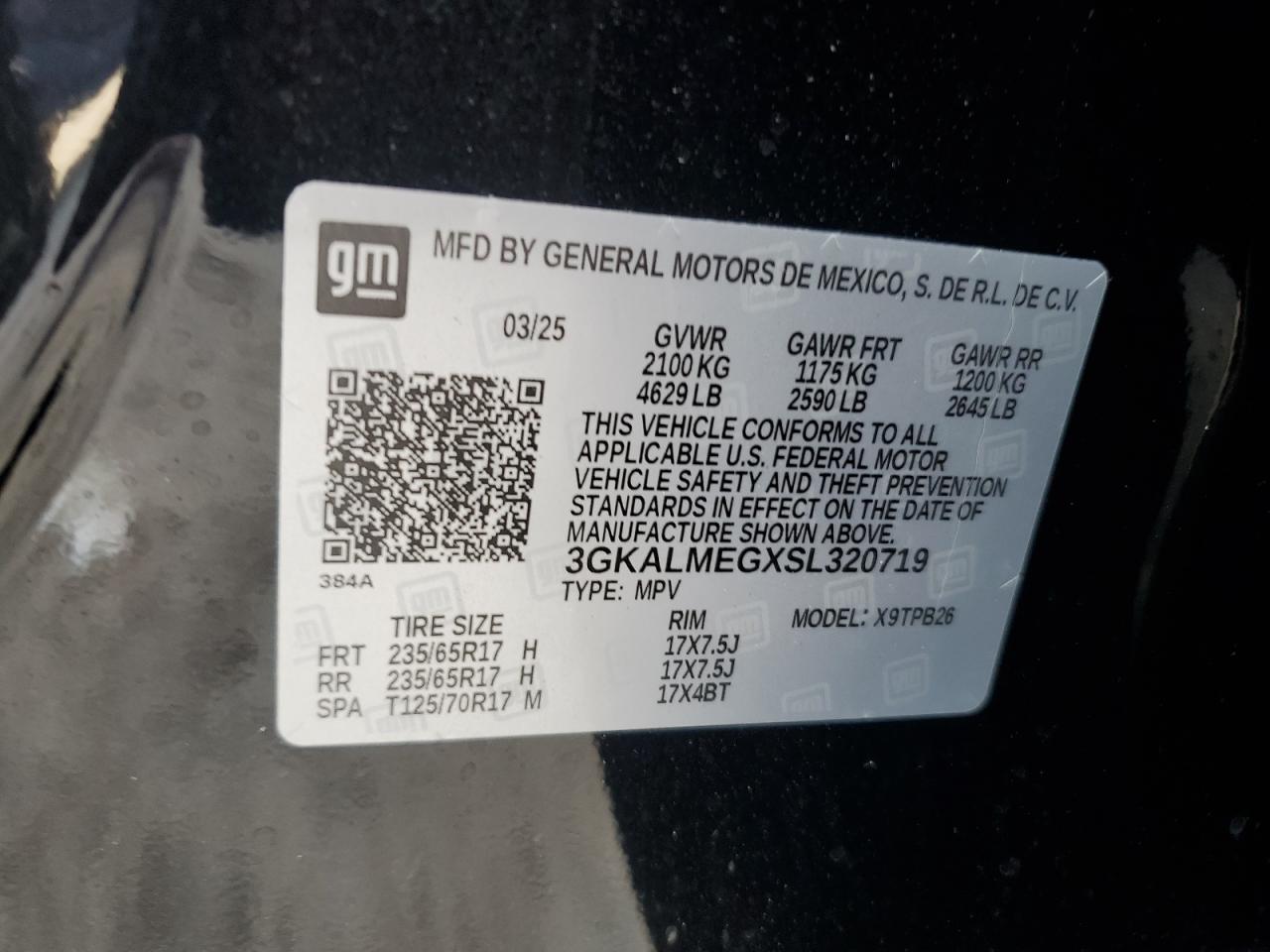 2025 GMC Terrain Elevation VIN: 3GKALMEGXSL320719 Lot: 80798385