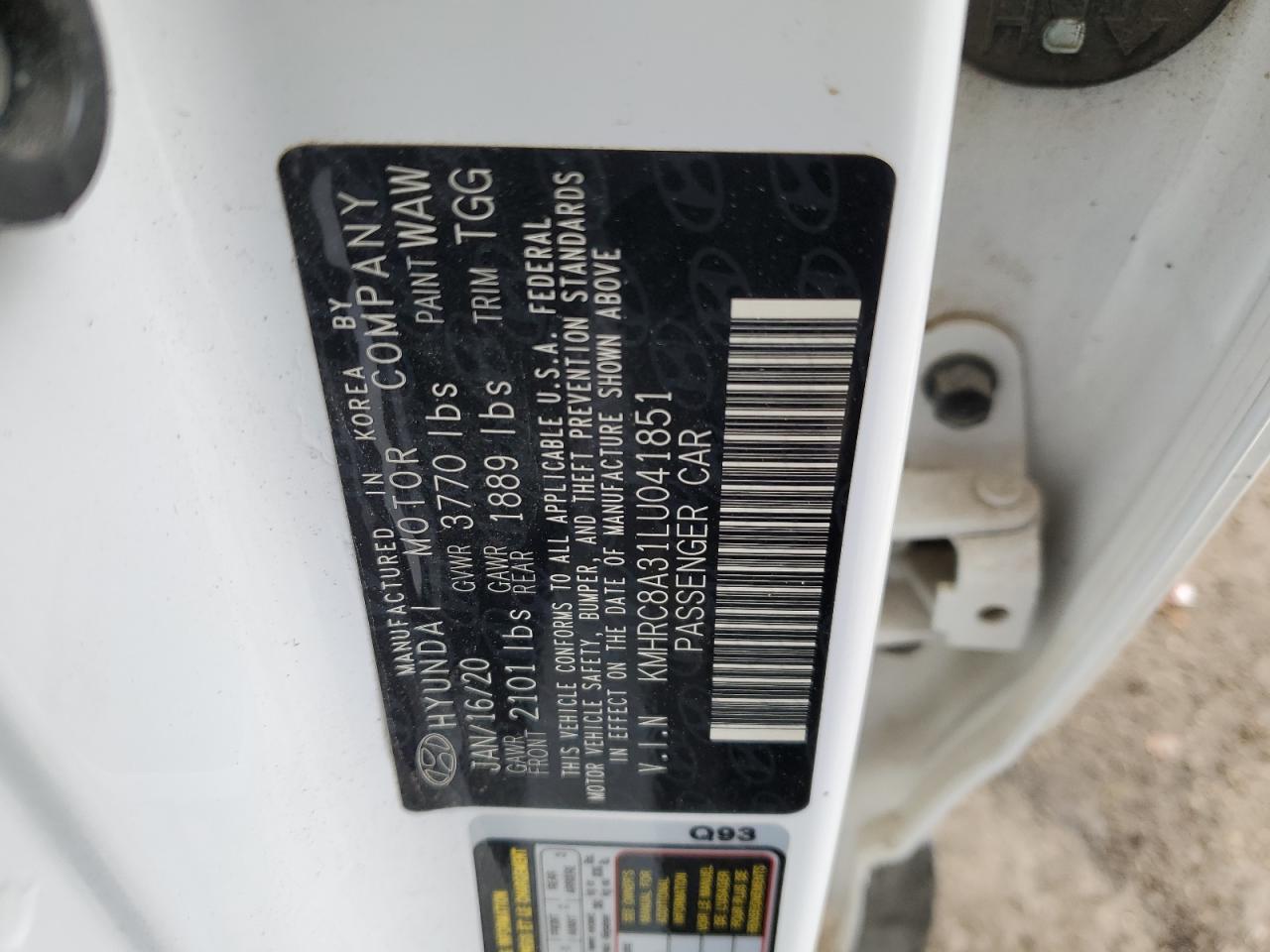 2020 Hyundai Venue Sel VIN: KMHRC8A31LU041851 Lot: 71845085