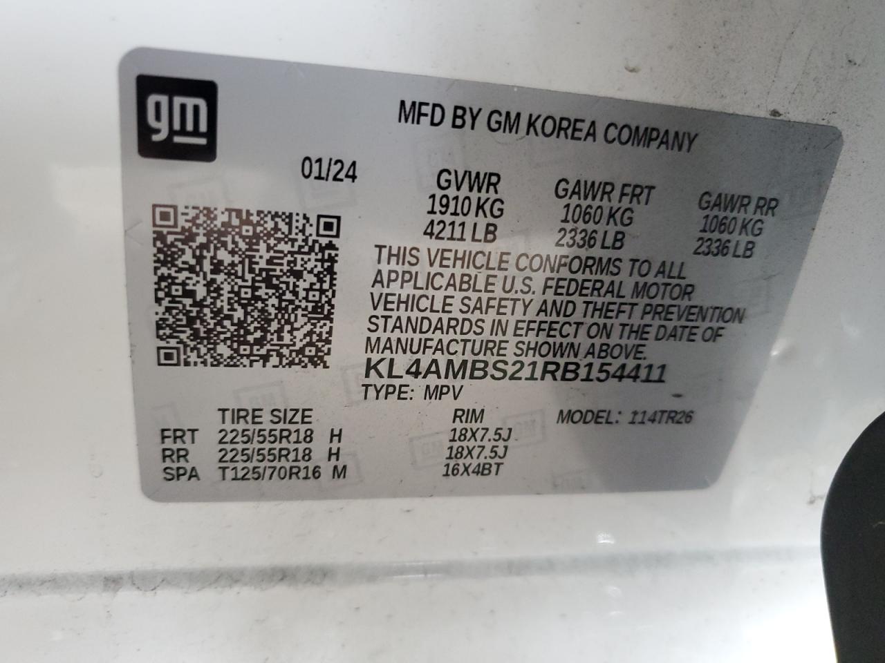 2024 Buick Encore Gx Preferred VIN: KL4AMBS21RB154411 Lot: 71587985