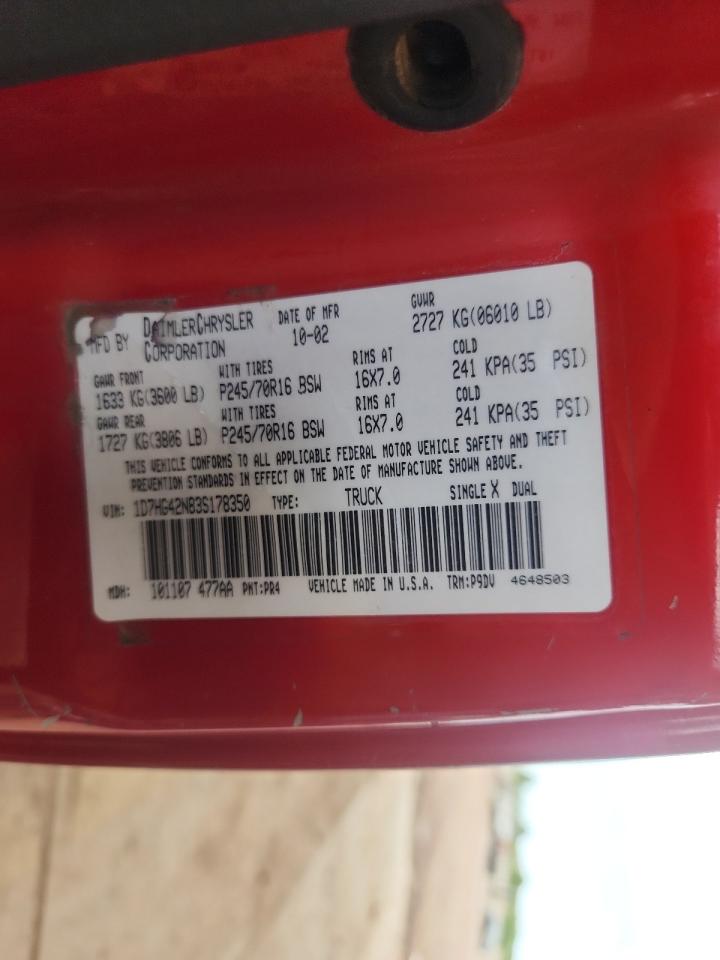 2003 Dodge Dakota Slt VIN: 1D7HG42N83S178350 Lot: 81413495