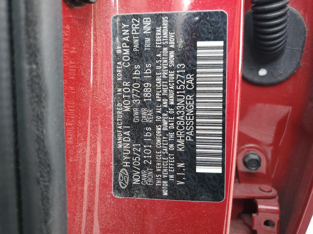 2022 Hyundai Venue Sel VIN: KMHRC8A33NU152713 Lot: 70727665