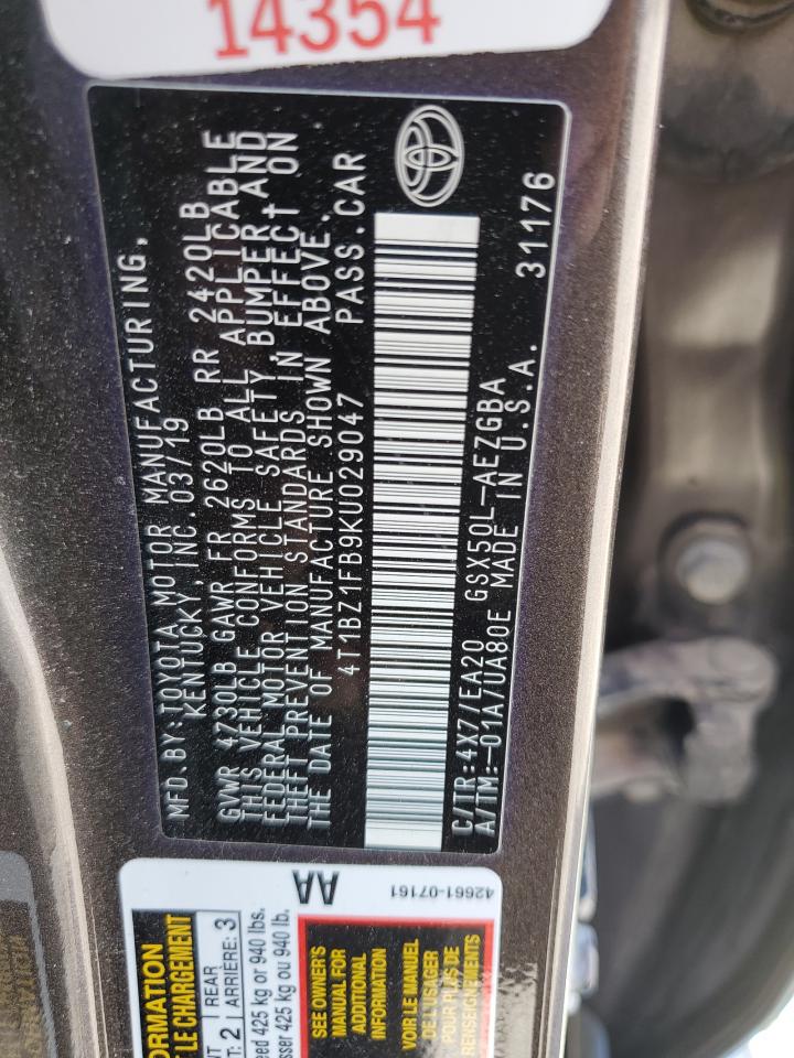 2019 Toyota Avalon Xle VIN: 4T1BZ1FB9KU029047 Lot: 80694645
