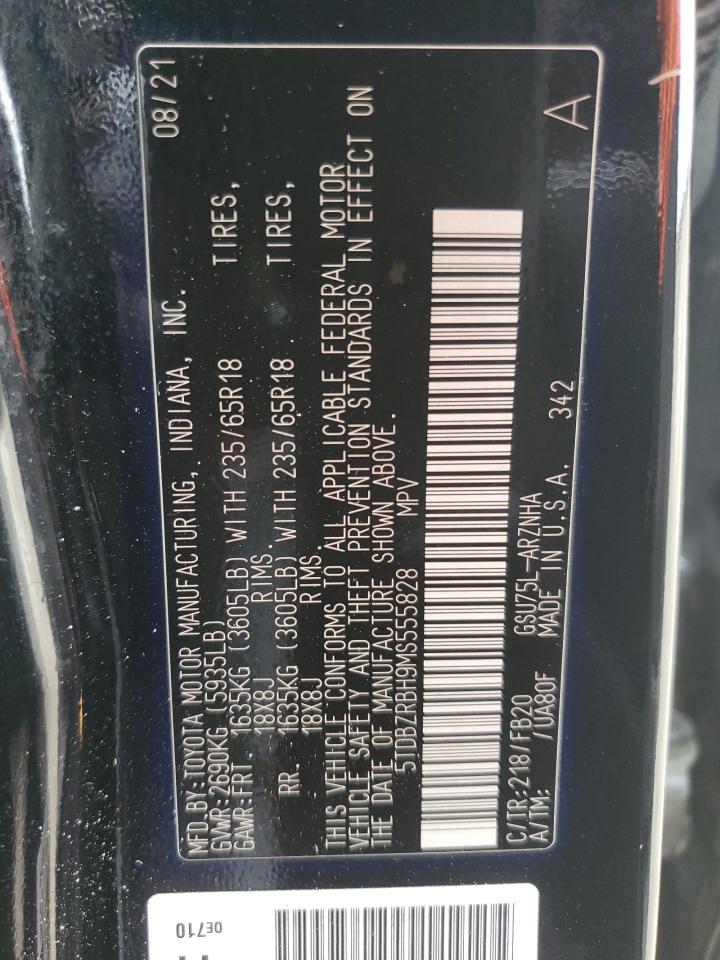 2021 Toyota Highlander L VIN: 5TDBZRBH9MS555828 Lot: 81032305