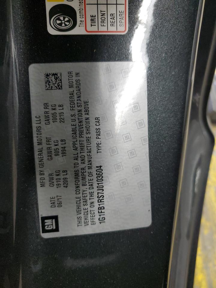 2018 Chevrolet Camaro Lt VIN: 1G1FB1RS7J0103604 Lot: 80026175