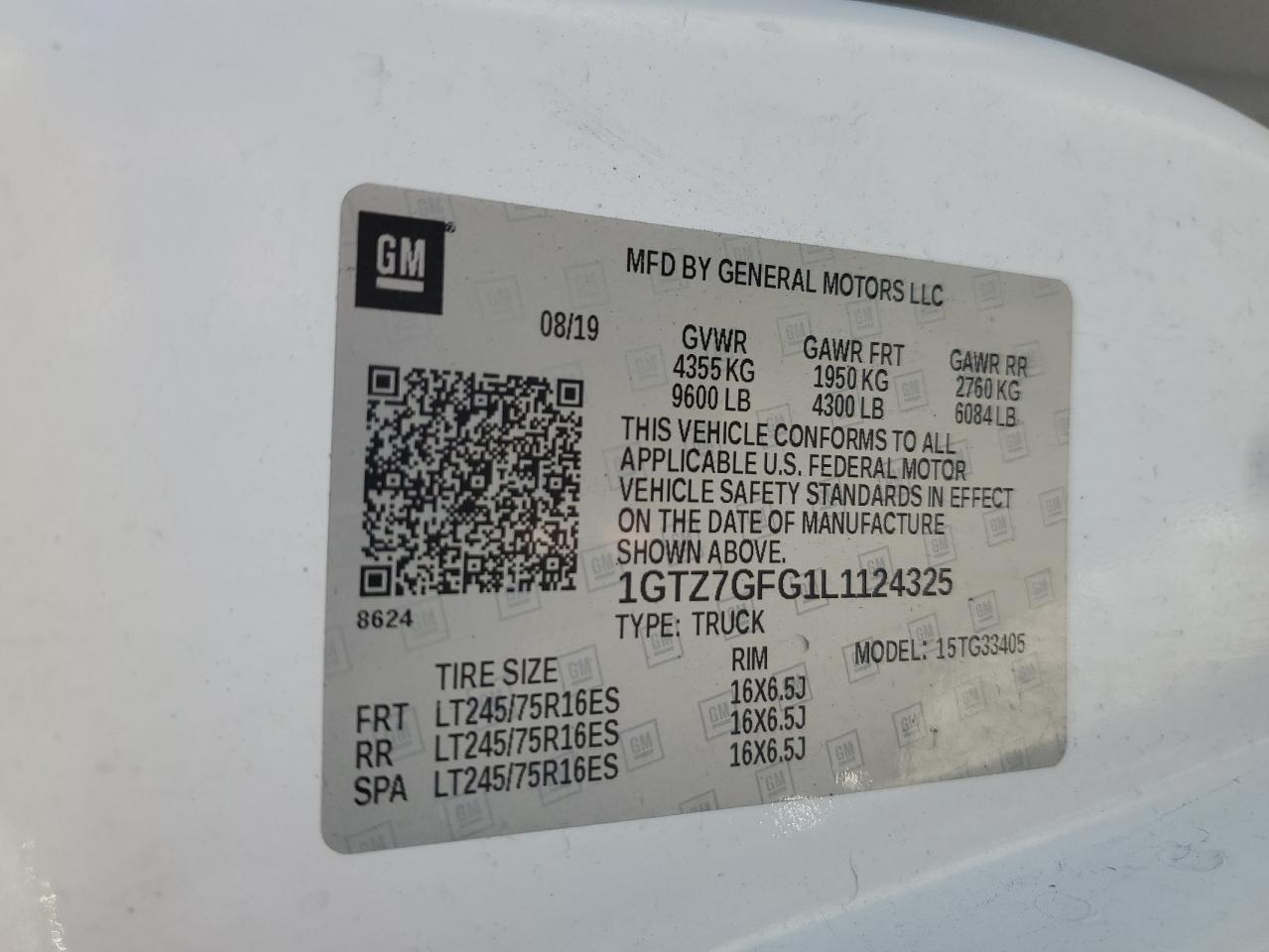 2020 GMC Savana G3500 VIN: 1GTZ7GFG1L1124325 Lot: 82153455