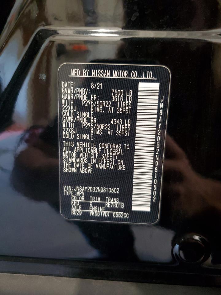 2022 Nissan Armada Platinum VIN: JN8AY2DB2N9810502 Lot: 80185445