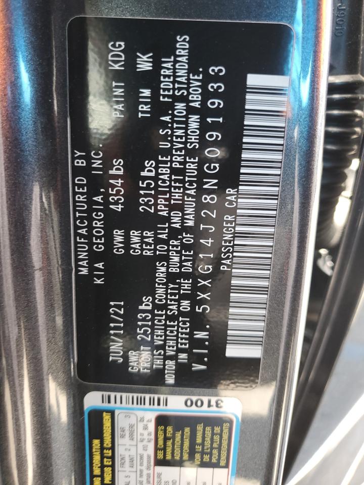 2022 Kia K5 Lxs VIN: 5XXG14J28NG091933 Lot: 70810445