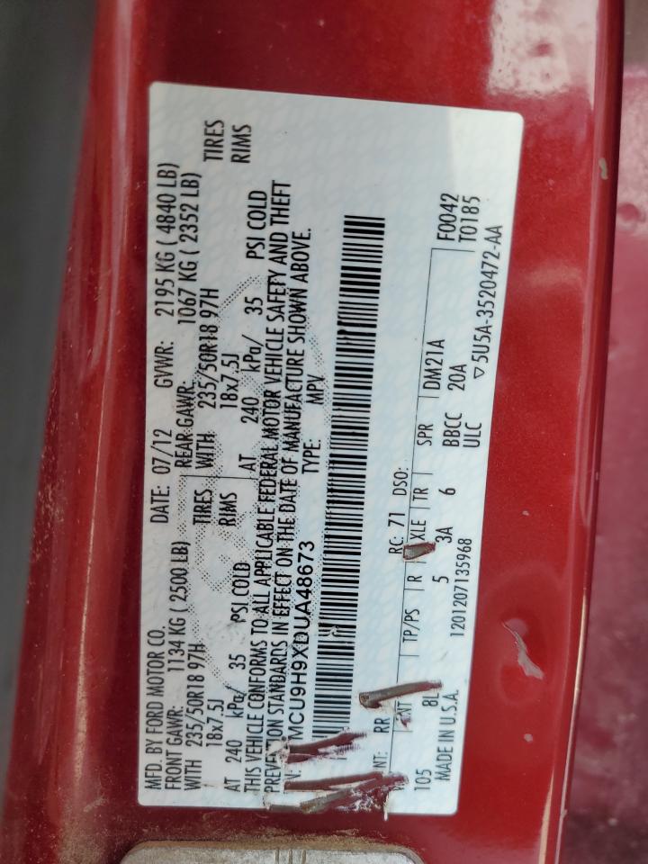 2013 Ford Escape Sel VIN: 1FMCU9H9XDUA48673 Lot: 81789955