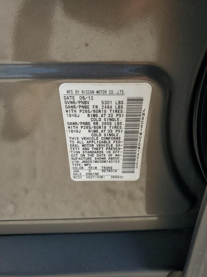 2013 Infiniti Fx37 VIN: JN8CS1MU3DM140153 Lot: 71438095