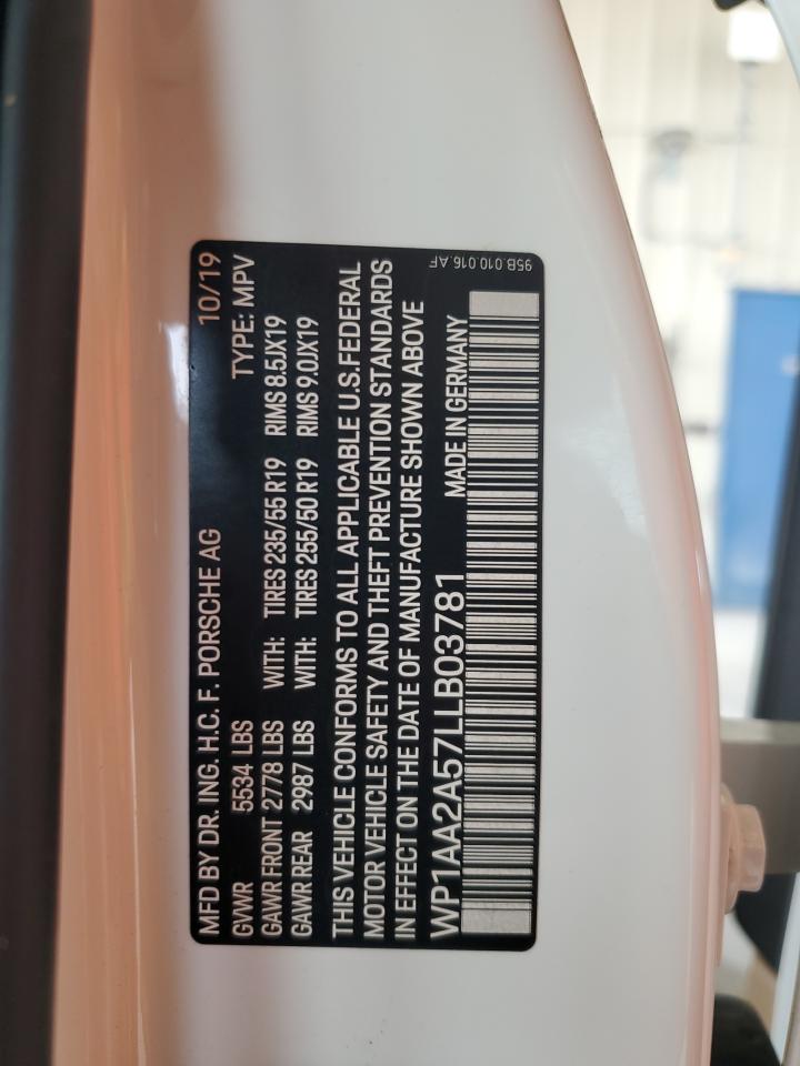 2020 Porsche Macan VIN: WP1AA2A57LLB03781 Lot: 71270315