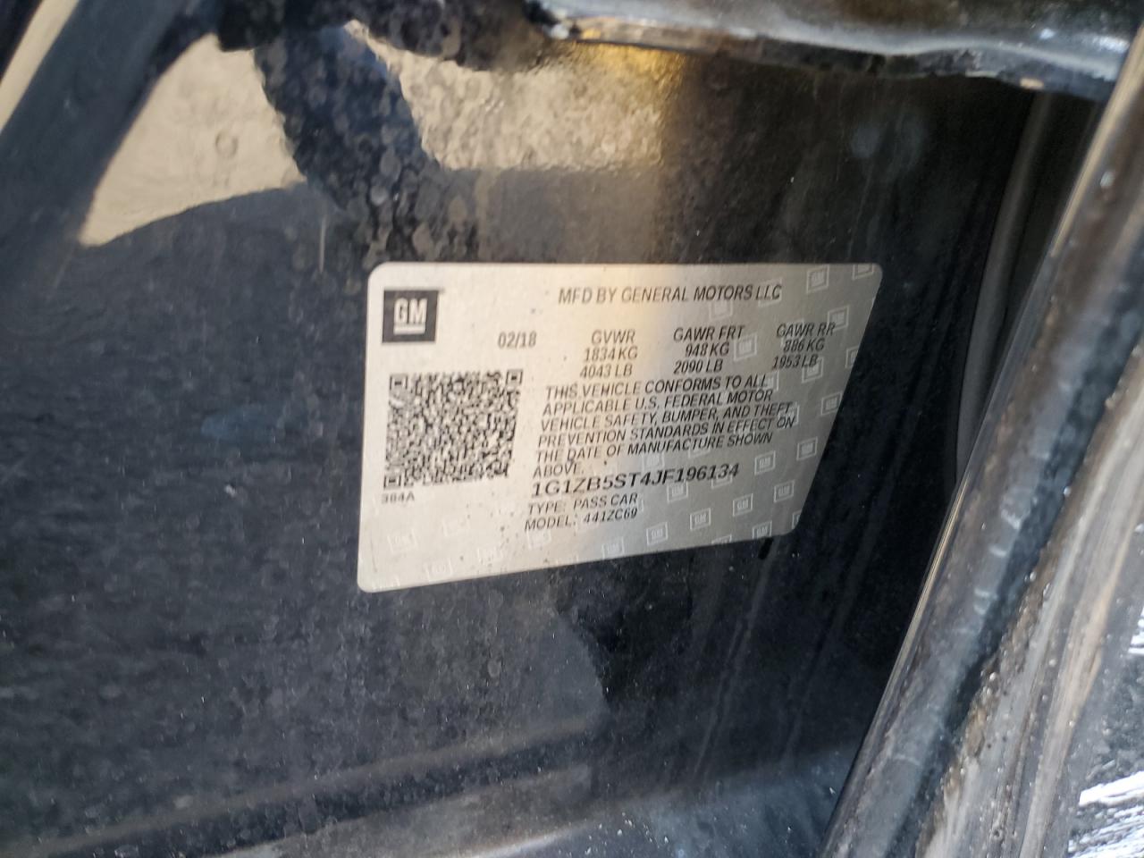 2018 Chevrolet Malibu Ls VIN: 1G1ZB5ST4JF196134 Lot: 81498955