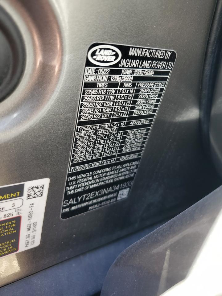 2022 Land Rover Range Rover Velar R-Dynamic S VIN: SALYT2EX3NA341933 Lot: 68921445