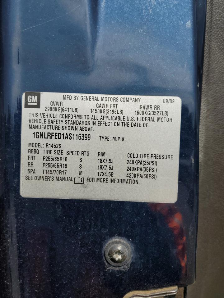 2010 Chevrolet Traverse Lt VIN: 1GNLRFED1AS116399 Lot: 71661325