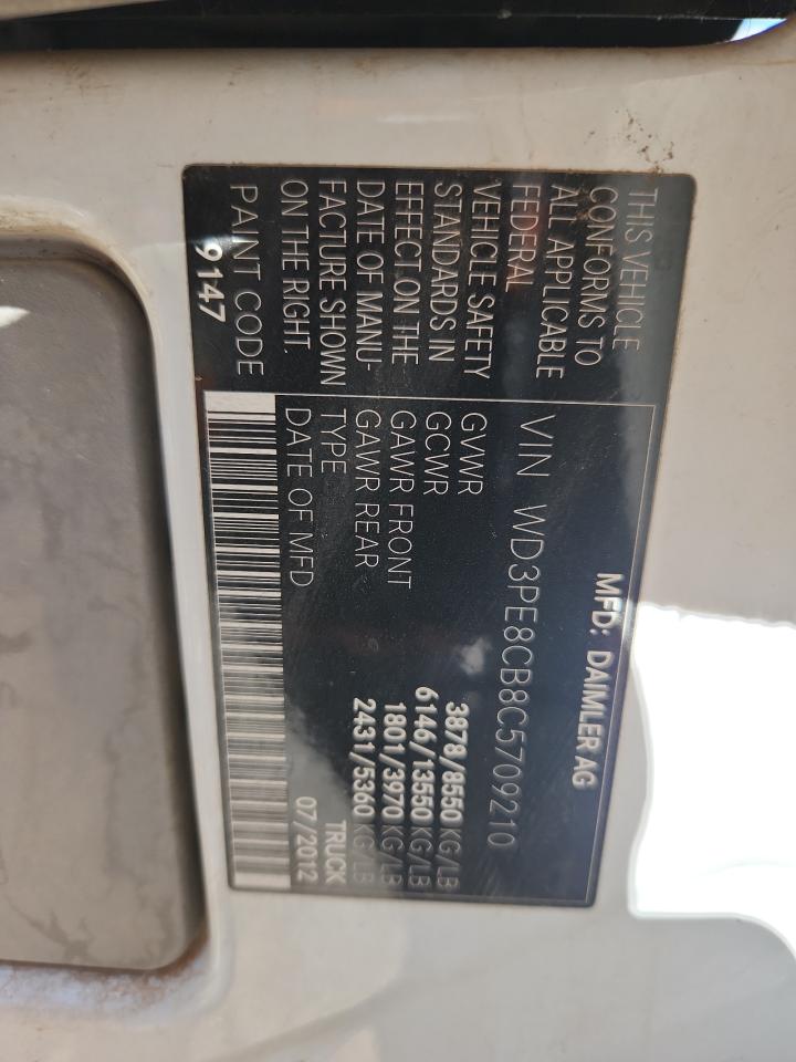 2012 Mercedes-Benz Sprinter 2500 VIN: WD3PE8CB8C5709210 Lot: 83872755