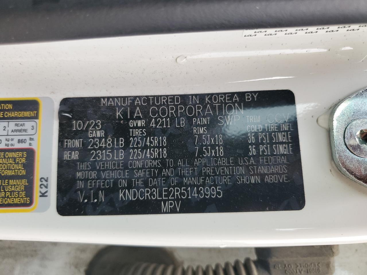 2024 Kia Niro Ex VIN: KNDCR3LE2R5143995 Lot: 80581335