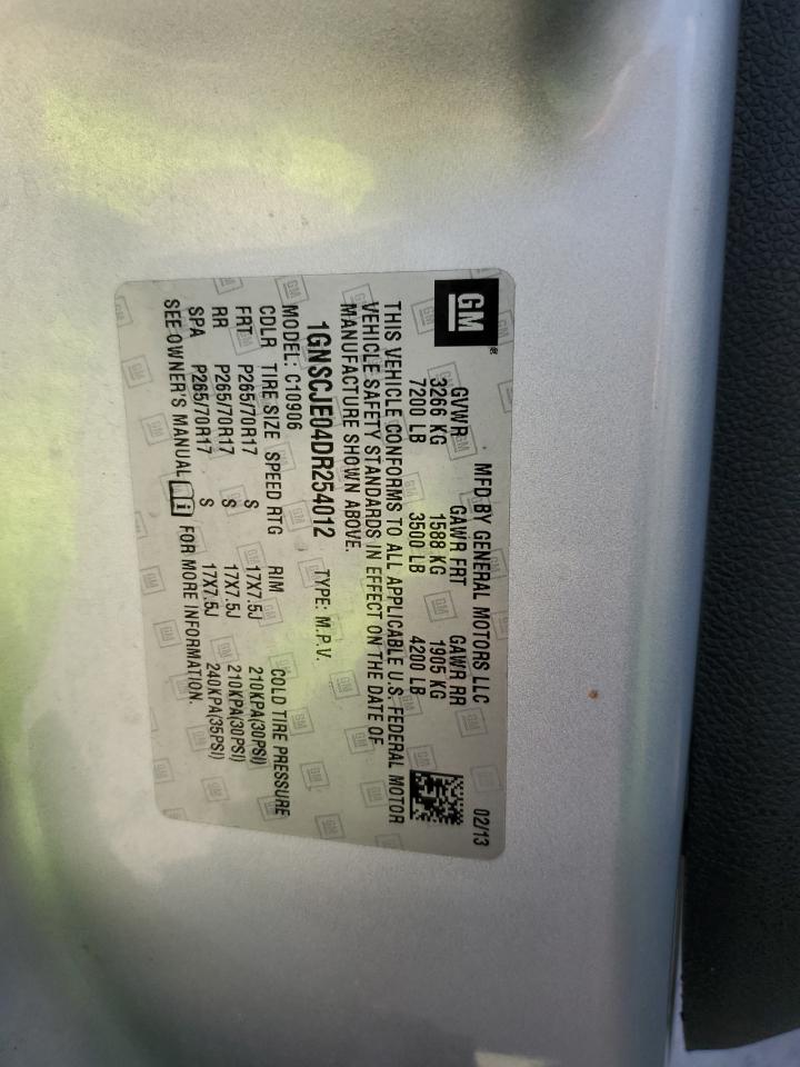 2013 Chevrolet Suburban C1500 Lt VIN: 1GNSCJE04DR254012 Lot: 80919235