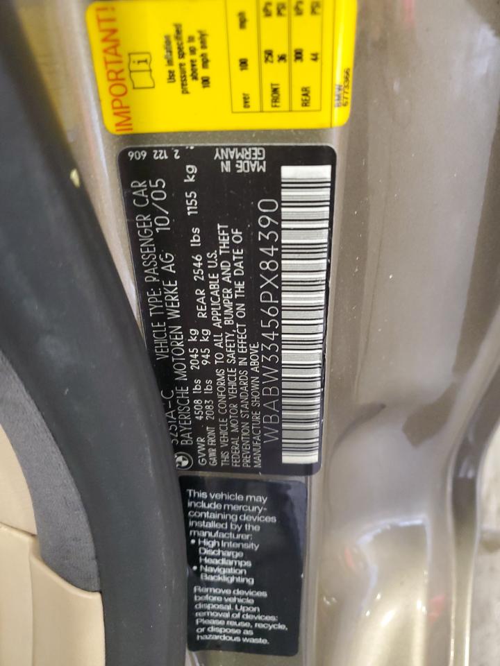 2006 BMW 325 Ci VIN: WBABW33456PX84390 Lot: 80536395