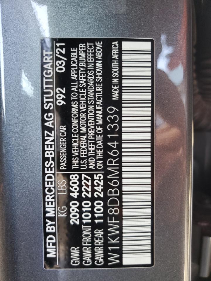 2021 Mercedes-Benz C 300 VIN: W1KWF8DB6MR641339 Lot: 80574835