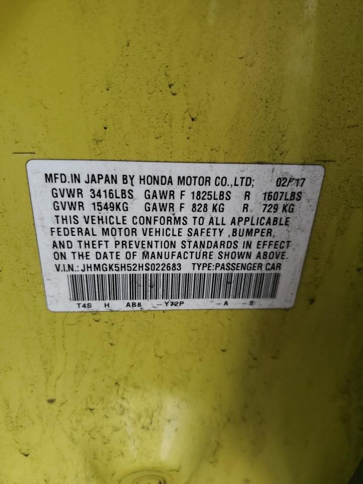2017 Honda Fit Lx VIN: JHMGK5H52HS022683 Lot: 80994305