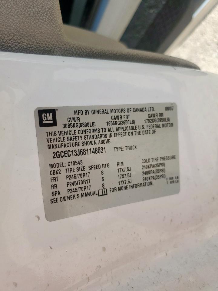 2008 Chevrolet Silverado C1500 VIN: 2GCEC13J681148631 Lot: 84057725