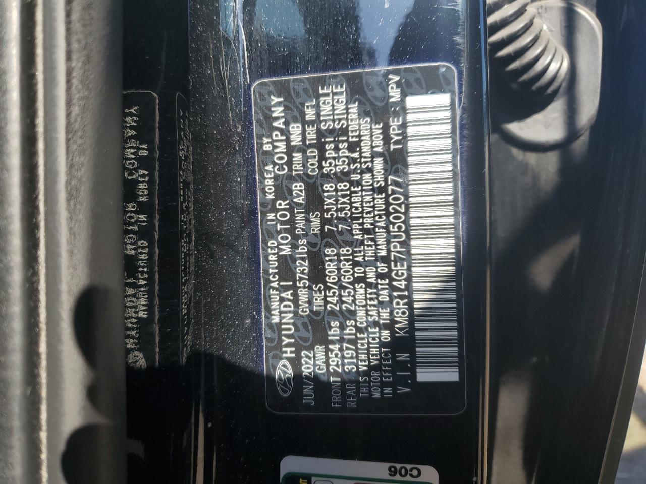 2023 Hyundai Palisade Se VIN: KM8R14GE7PU502077 Lot: 83846715