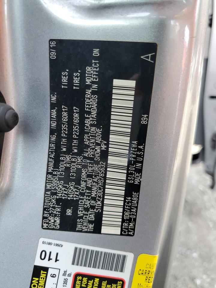 2017 Toyota Sienna Le VIN: 5TDKZ3DC7HS785632 Lot: 81387315