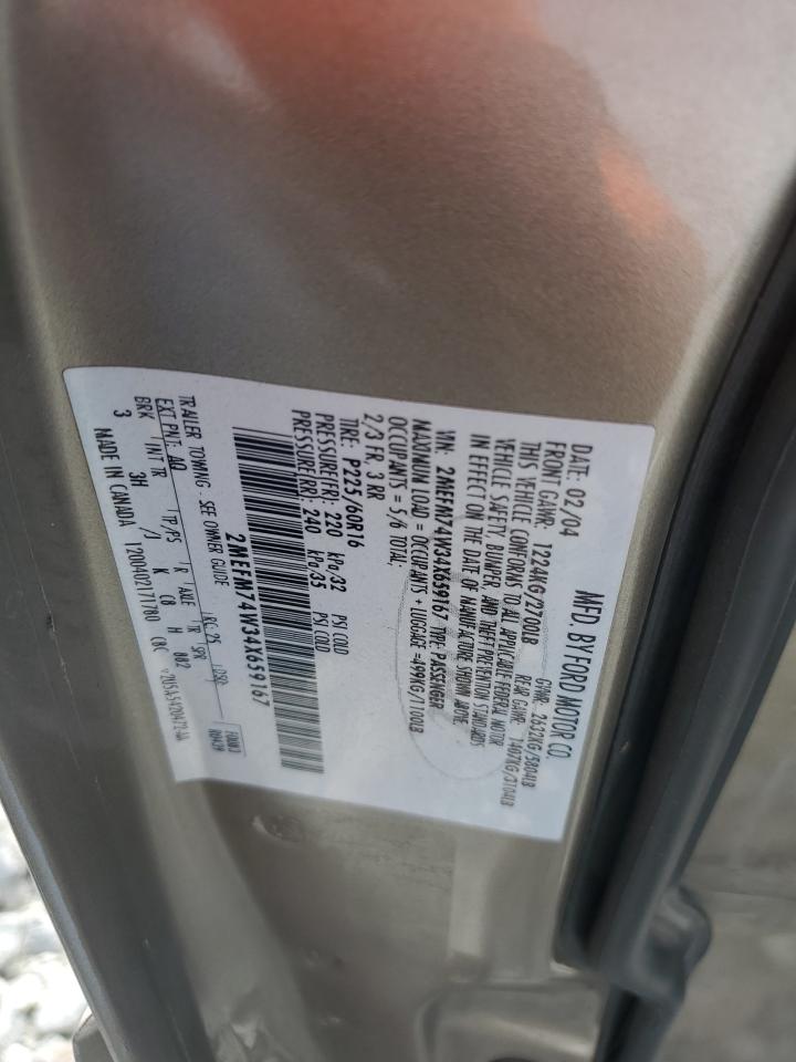 2004 Mercury Grand Marquis Gs VIN: 2MEFM74W34X659167 Lot: 71176325